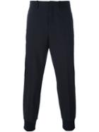 Neil Barrett Pinstripe Tapered Trousers, Men's, Size: 52, Blue, Polyester/spandex/elastane/virgin Wool