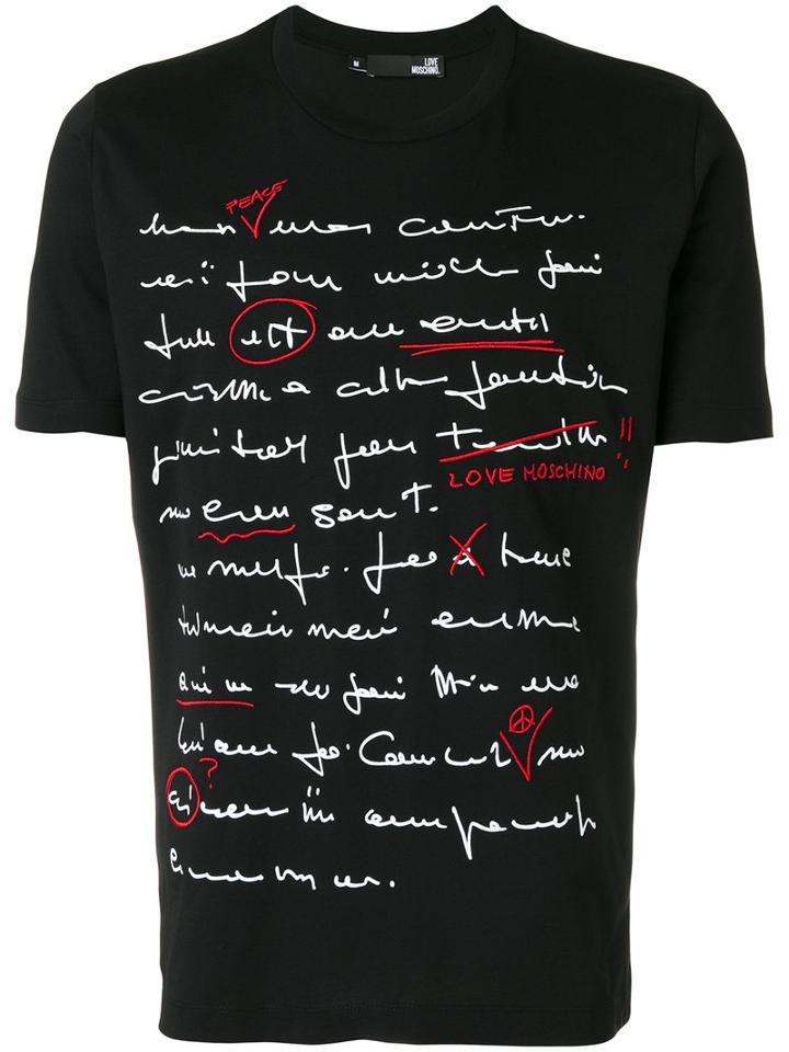 Love Moschino - Handwriting Print T-shirt - Men - Cotton - S, Black, Cotton
