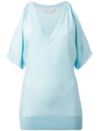 Michael Michael Kors Cold-shoulder Top, Women's, Size: Medium, Blue, Nylon/polyester/viscose/cashmere
