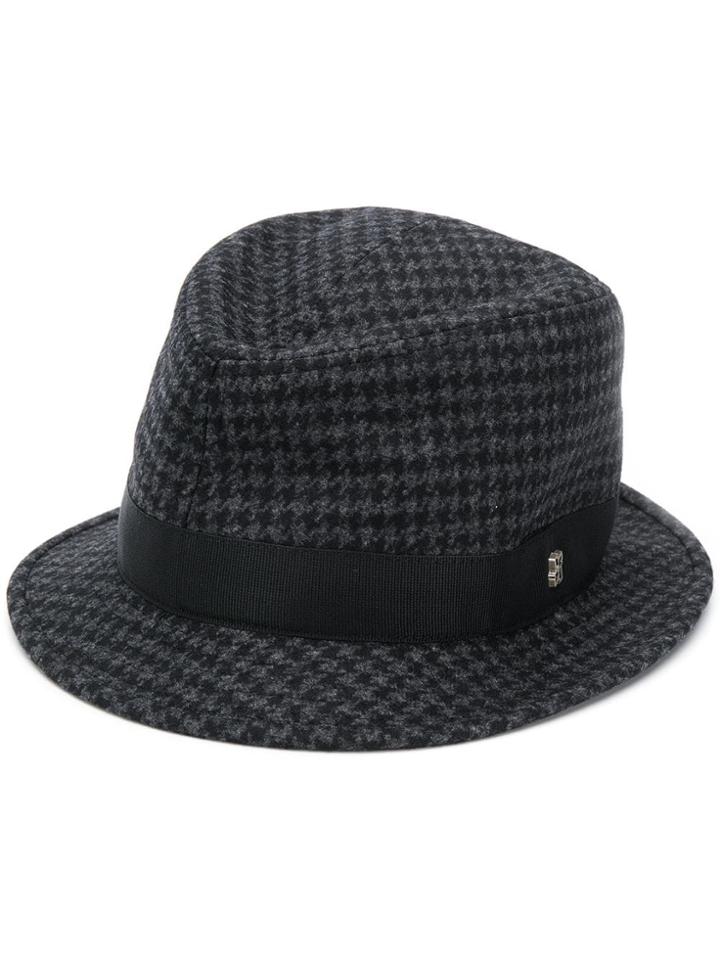 Tagliatore Chris Houndstooth Check Hat - Black