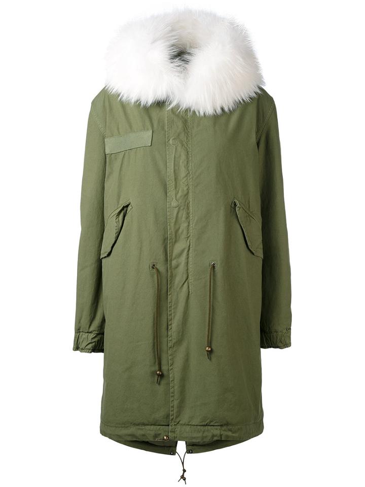 Mr & Mrs Italy - Army Long Parka - Women - Cotton/leather/polyester/racoon Fur - Xxs, Green, Cotton/leather/polyester/racoon Fur