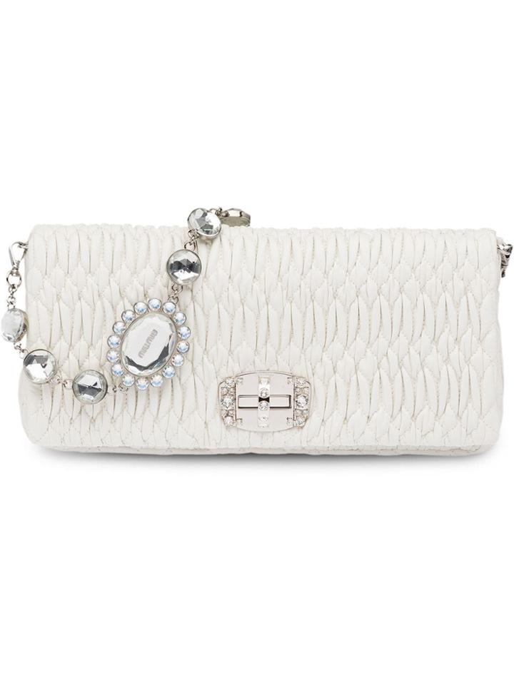 Miu Miu Leather Miu Miu Iconic Crystal Bag - White