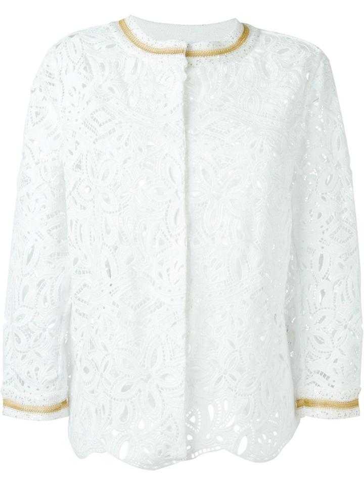 Ermanno Scervino Scalloped Hem Lace Jacket - White