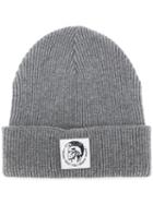 Diesel - Ribbed Beanie - Men - Cotton/wool - One Size, Grey, Cotton/wool