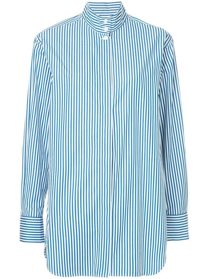 H Beauty & Youth Striped High Neck Shirt - Blue