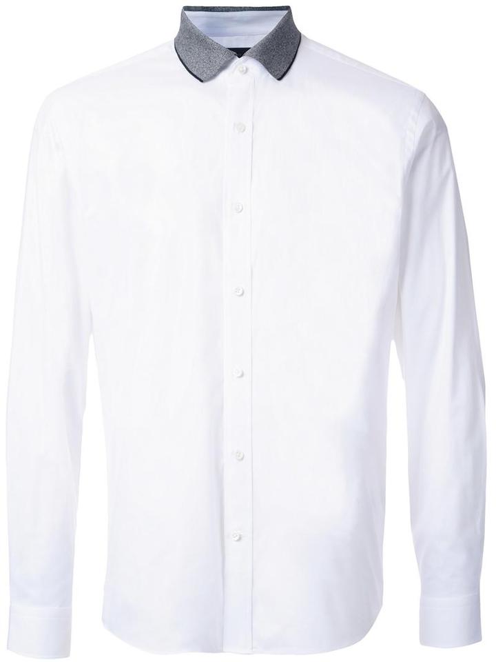 Kent & Curwen Ribbed Collar Poplin Shirt, Men's, Size: Xxl, White, Cotton