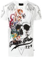 Philipp Plein Animals Skull T-shirt, Size: Large, White, Cotton