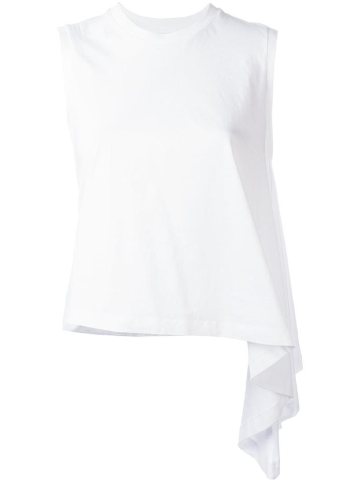 Mm6 Maison Margiela Draped Asymmetric T-shirt, Women's, Size: Small, White, Cotton