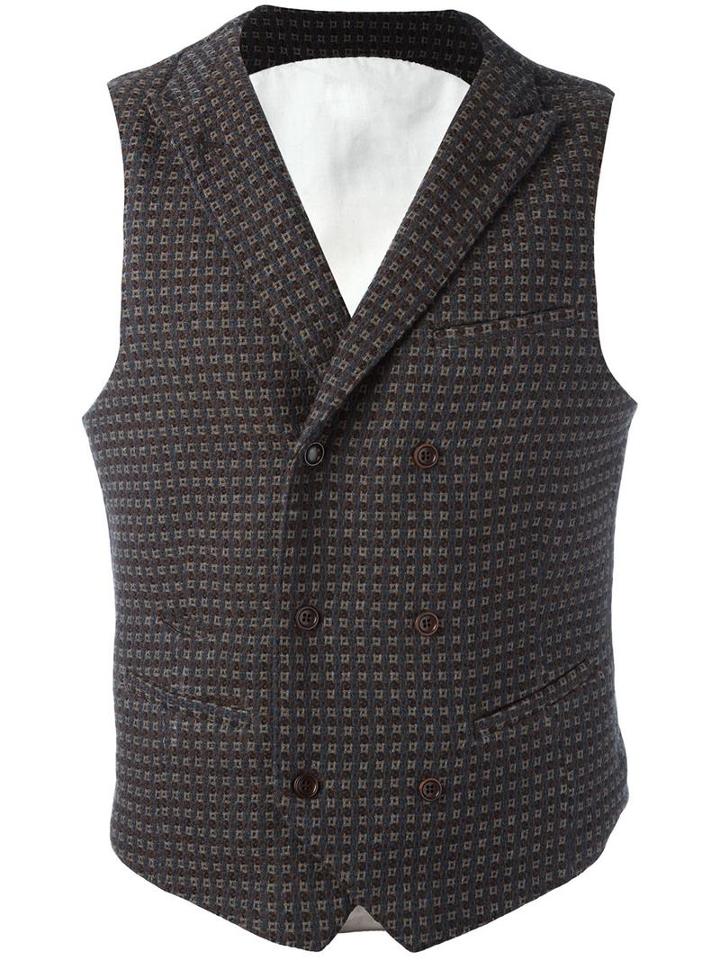 Al Duca D'aosta 1902 Patterned Sleeveless Waistcoat, Men's, Size: 46, Brown, Virgin Wool/cotton
