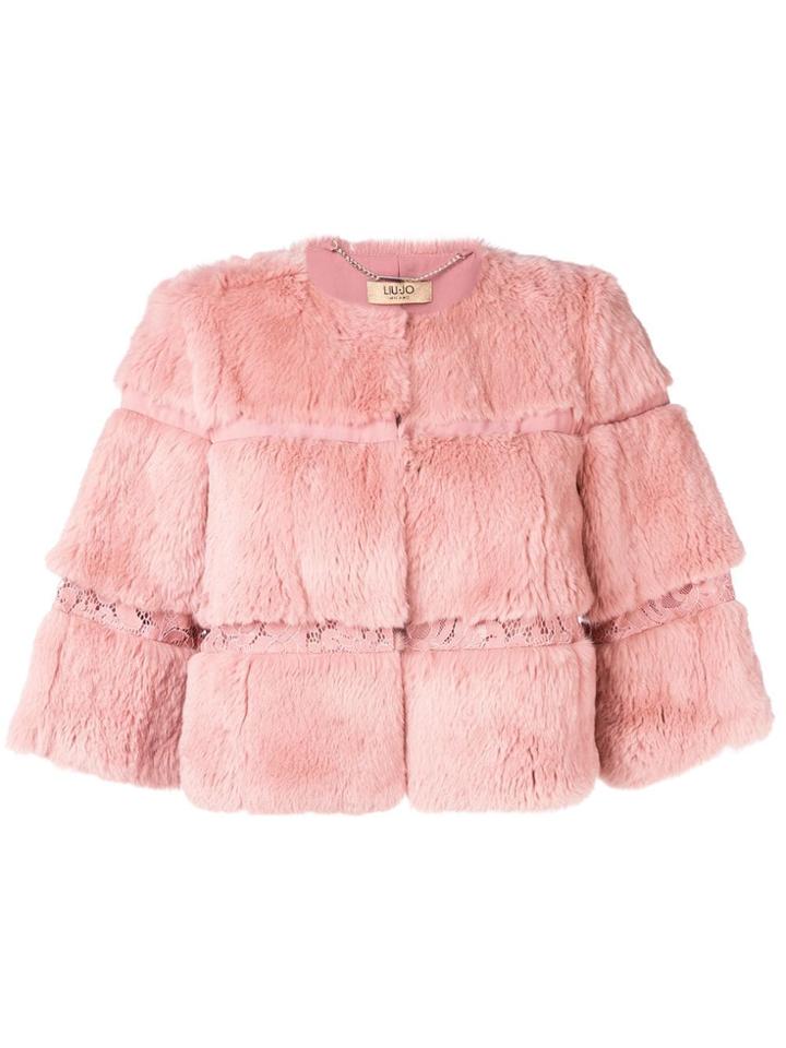 Liu Jo Cropped Fur Jacket - Pink