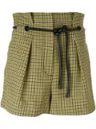 3.1 Phillip Lim Origami Pleat Houndstooth Shorts, Women's, Size: 8, Yellow/orange, Viscose/wool