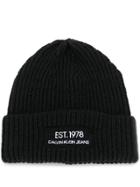 Calvin Klein Jeans Est. 1978 Logo Embroidered Beanie Hat - Black