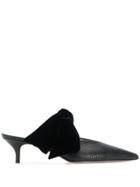 Gia Couture Velvet Bow Mules - Black