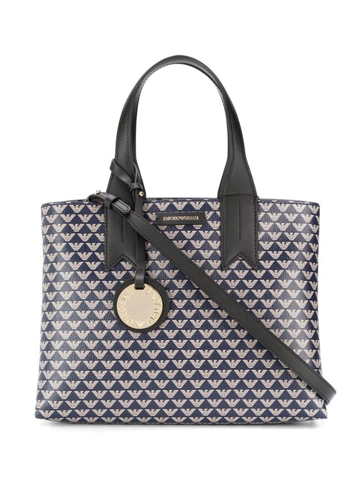 Emporio Armani Monogram Print Tote - Blue