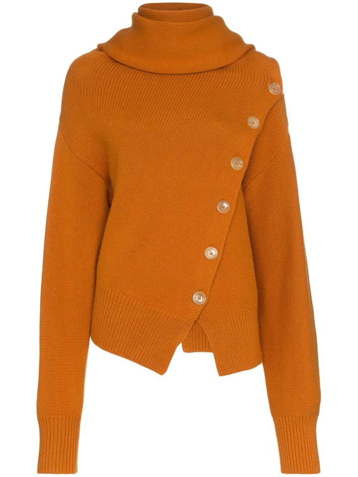 Joseph Draped Wool And Cashmere Knit - Yellow & Orange