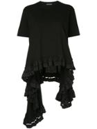 Alexander Mcqueen Asymmetrical Ruffle Trim Top - Black