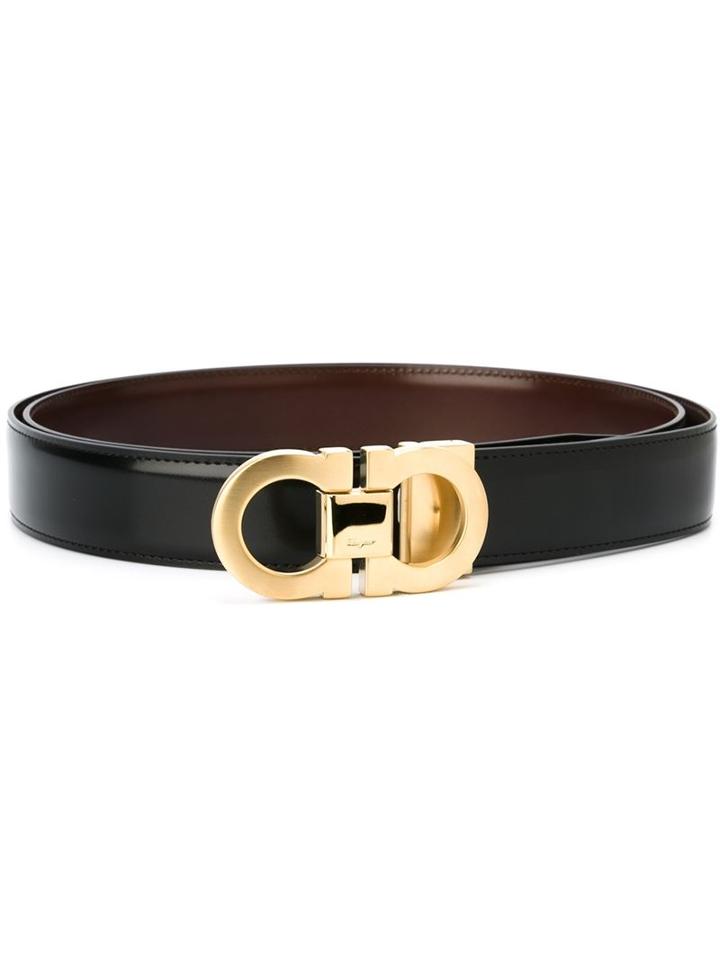 Salvatore Ferragamo Gancini Bucle Belt, Men's, Size: 115, Black, Leather