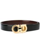 Salvatore Ferragamo Gancini Bucle Belt, Men's, Size: 115, Black, Leather