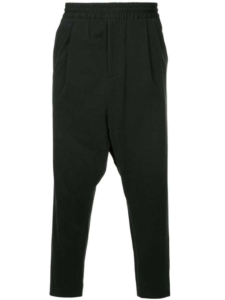 Yoshiokubo Cropped Drop Crotch Trousers - Black