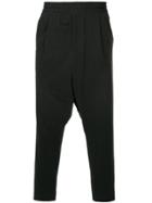 Yoshiokubo Cropped Drop Crotch Trousers - Black