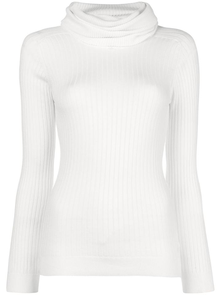 Courrèges Turtleneck Rib Knit Sweater - White