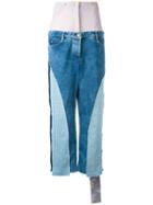 Natasha Zinko - Multi-patterned High Rise Jeans - Women - Cotton/polyamide - 34, Blue, Cotton/polyamide