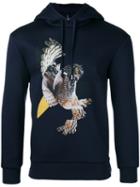 Neil Barrett Modernist Owl Print Hoodie, Men's, Size: Small, Blue, Viscose/polyurethane