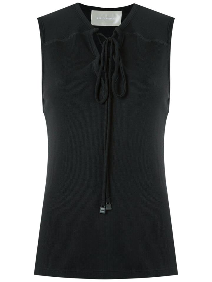 Lilly Sarti - Lace Up Top - Women - Spandex/elastane/viscose - 36, Black, Spandex/elastane/viscose