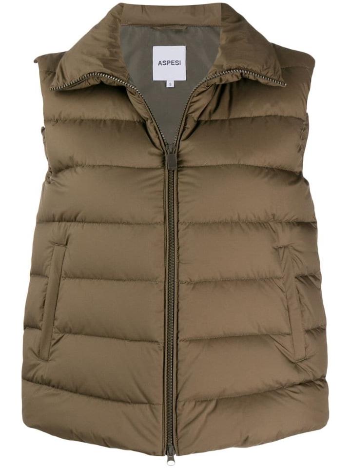 Aspesi Zip-up Padded Gilet - Green