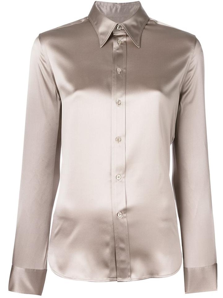 Ralph Lauren Purple Classic Button Down Shirt, Women's, Size: 8, Nude/neutrals, Silk/spandex/elastane