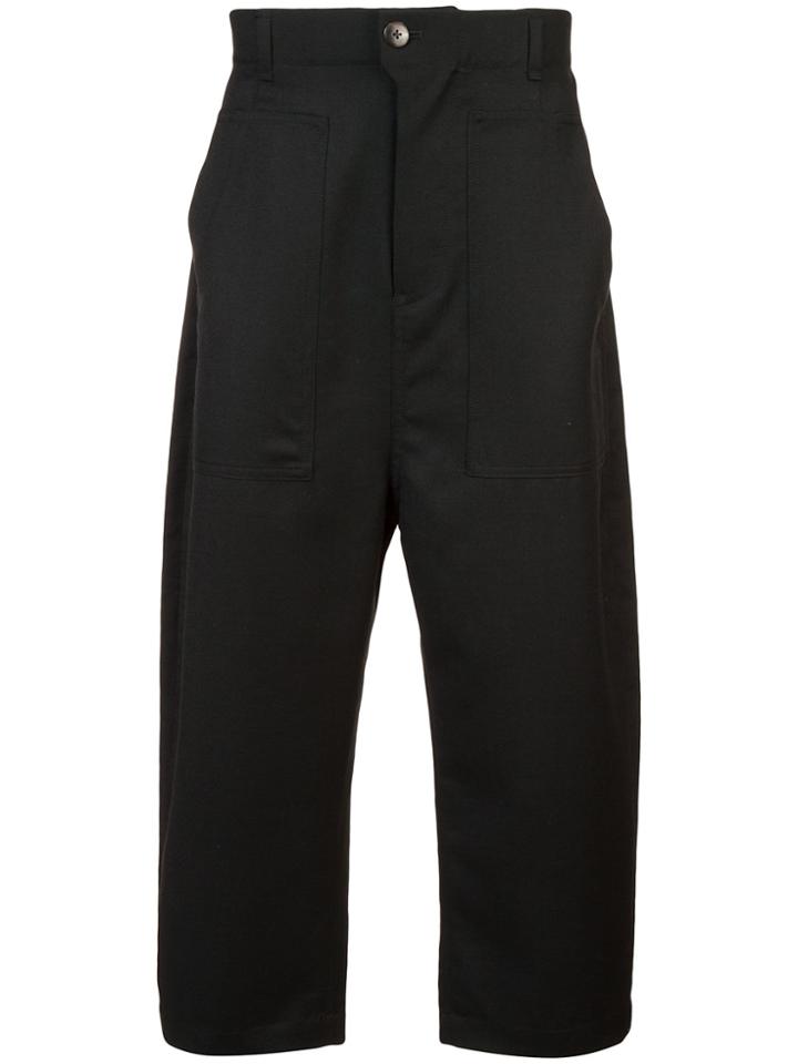 Julien David Cropped Work Trousers - Black