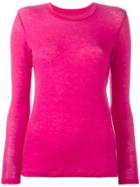 Issey Miyake Cauliflower Round Neck Knit Blouse - Pink & Purple