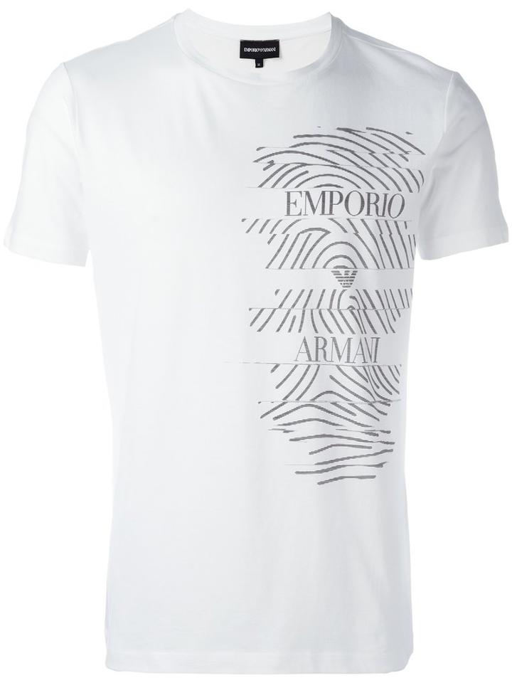 Emporio Armani Glitched Print T-shirt, Men's, Size: Xxl, White, Cotton
