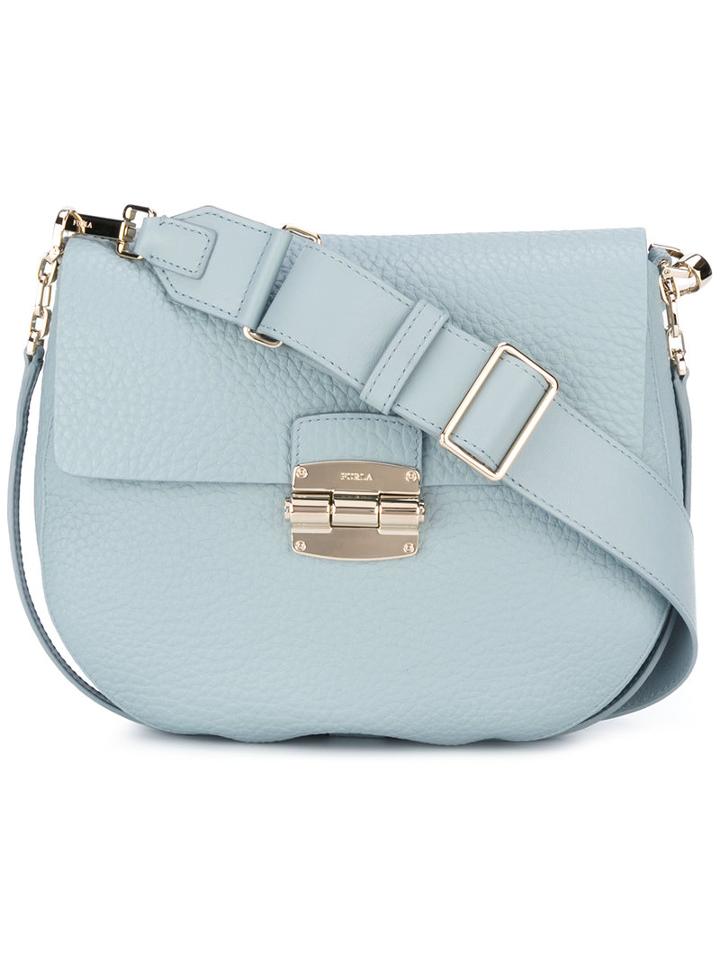 Furla Plain Shoulder Bag, Women's, Blue, Leather