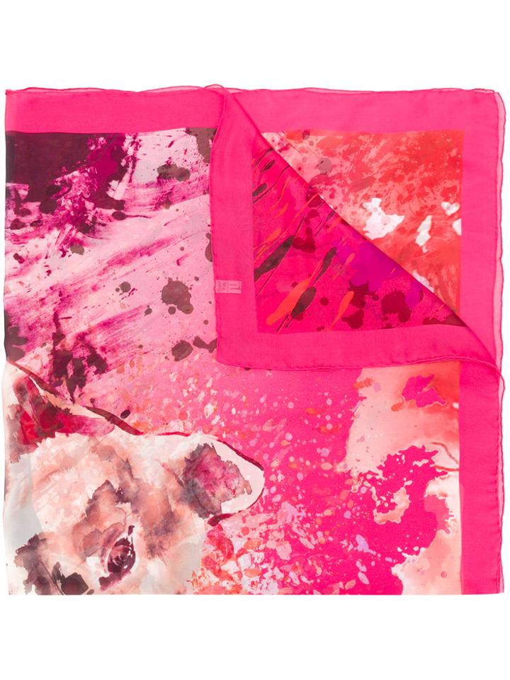 Salvatore Ferragamo Watercolour Painted Scarf - Pink & Purple