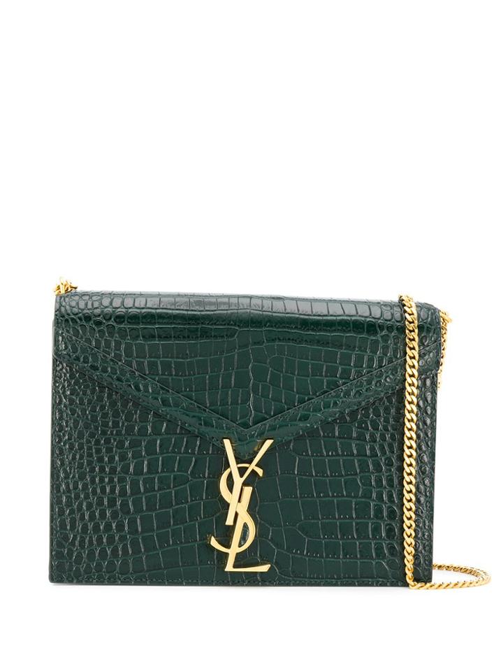 Saint Laurent Crocodile-embossed Cassandra Bag - Green