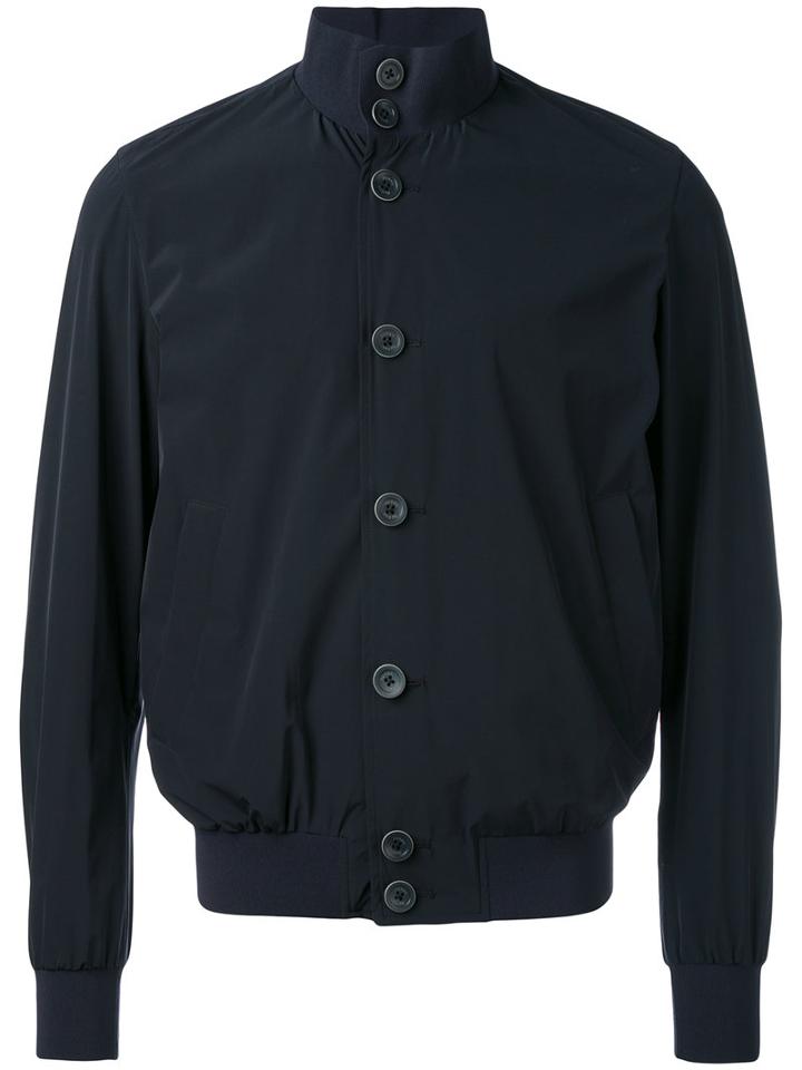 Herno - Buttoned Bomber Jacket - Men - Polyamide/spandex/elastane - 54, Blue, Polyamide/spandex/elastane