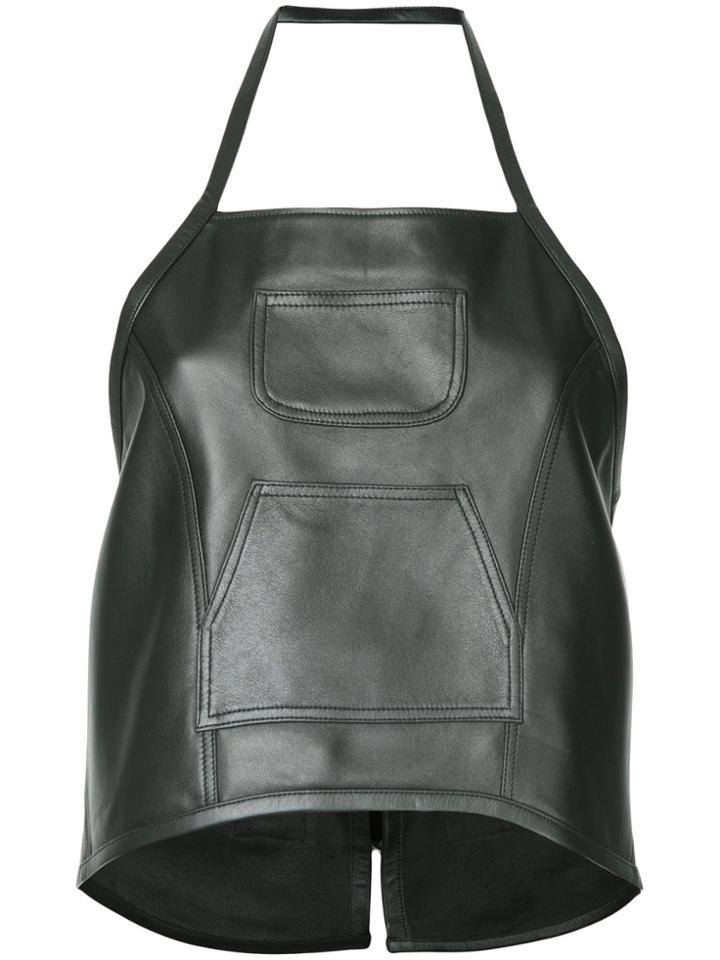 Sandy Liang Patch Halterneck Top - Black
