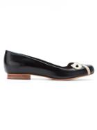 Sarah Chofakian Bow Patch Ballerinas - Black