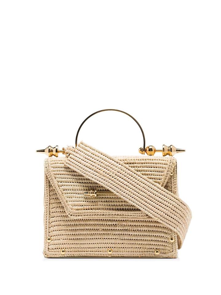 Okhtein Mahogony Raffia Crossbody Bag - Neutrals