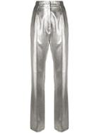 Mm6 Maison Margiela High-waisted Metallic Trousers - Grey