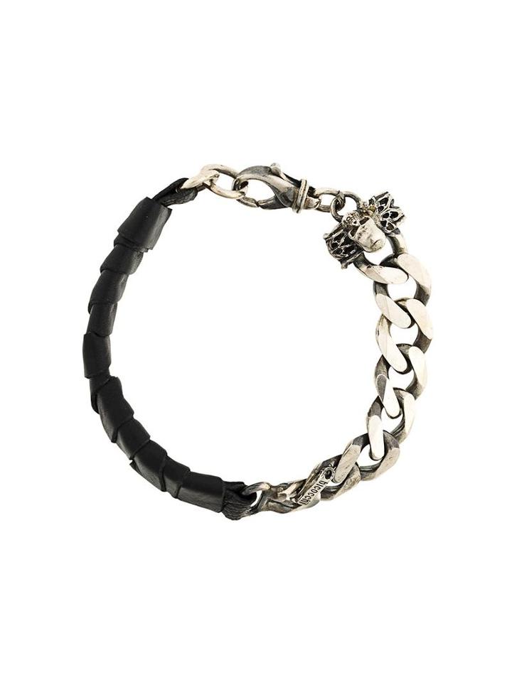 Emanuele Bicocchi Thick Cable Bracelet, Men's, Size: Large, Black