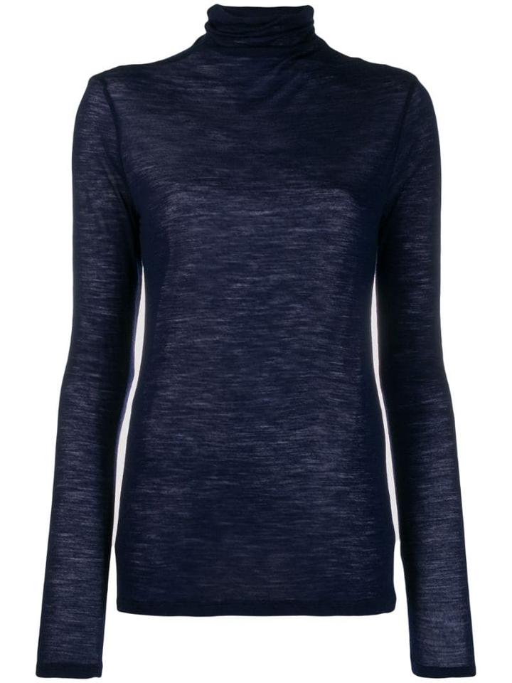 Semicouture Turtleneck Sheer Jumper - Blue