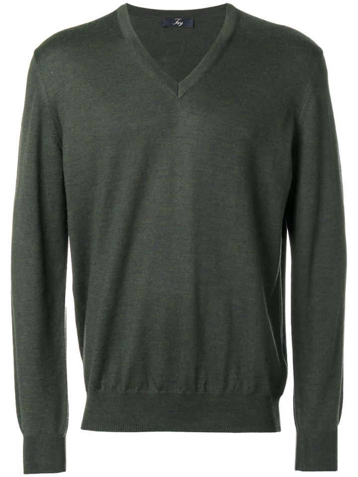 Fay V-neck Jumper - Green