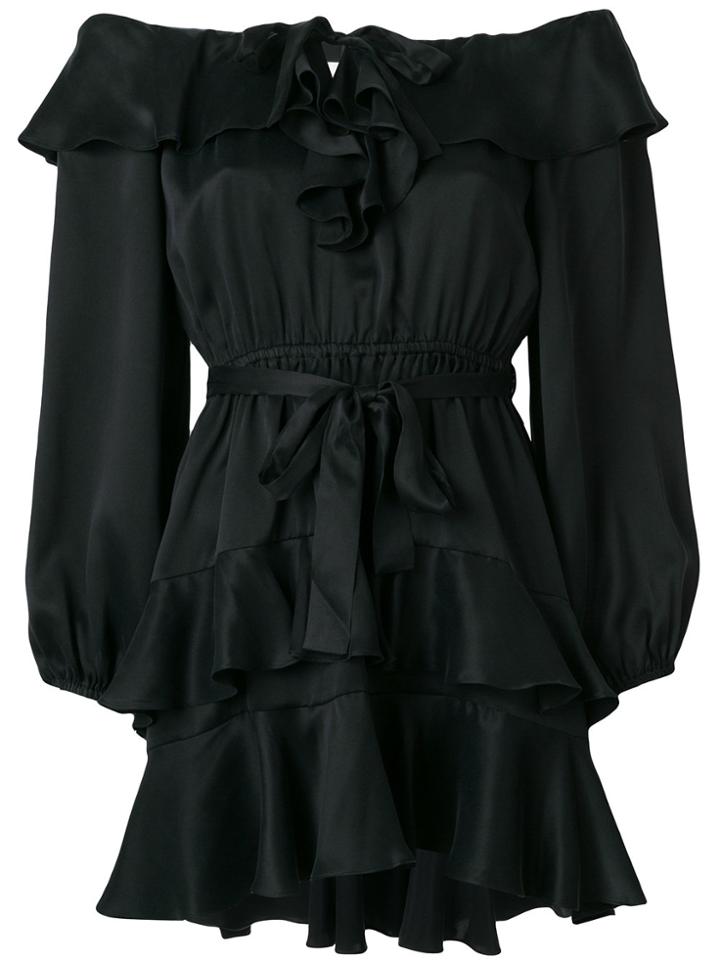 Zimmermann Off The Shoulder Flounce Dress - Black
