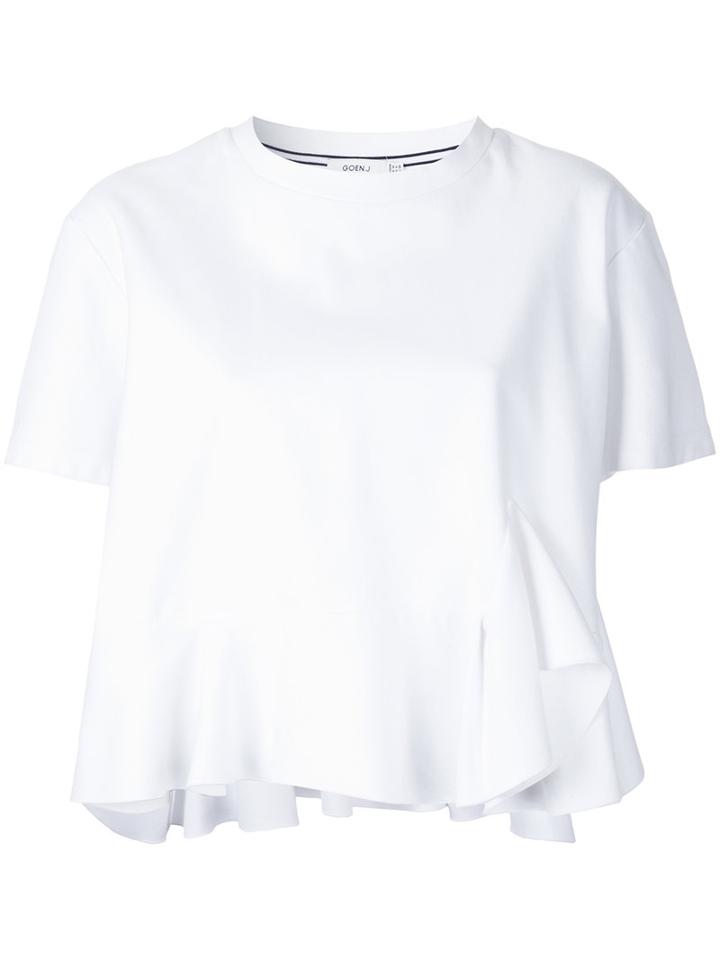 Goen.j Ruffled Detail T-shirt, Women's, Size: Medium, White, Cotton