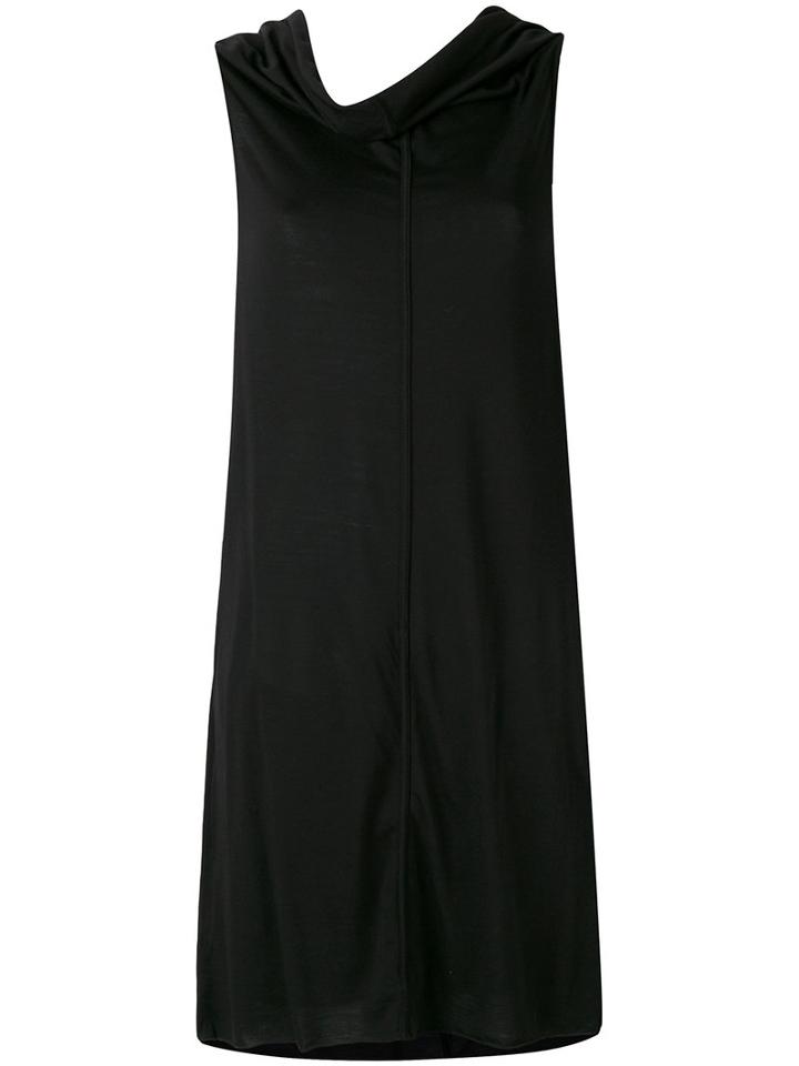 Draped Neck Flared Dress - Women - Cotton/polyamide/viscose - 40, Black, Cotton/polyamide/viscose, Rick Owens Lilies