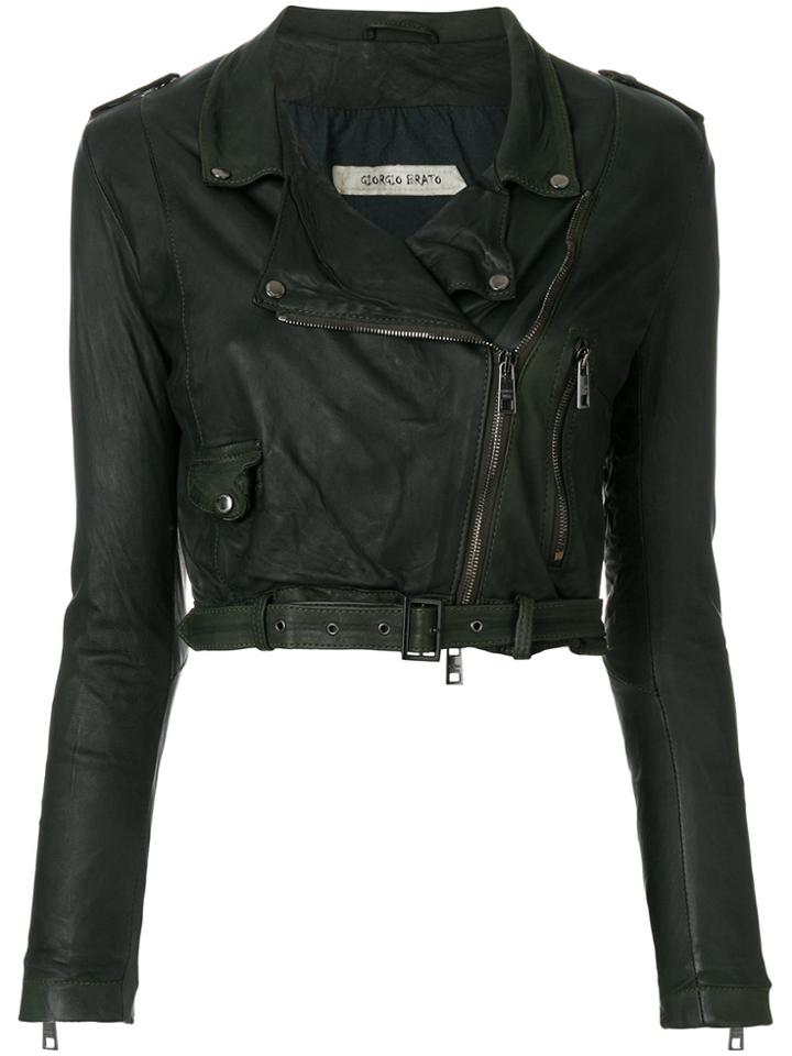 Giorgio Brato Cropped Biker Jacket - Black