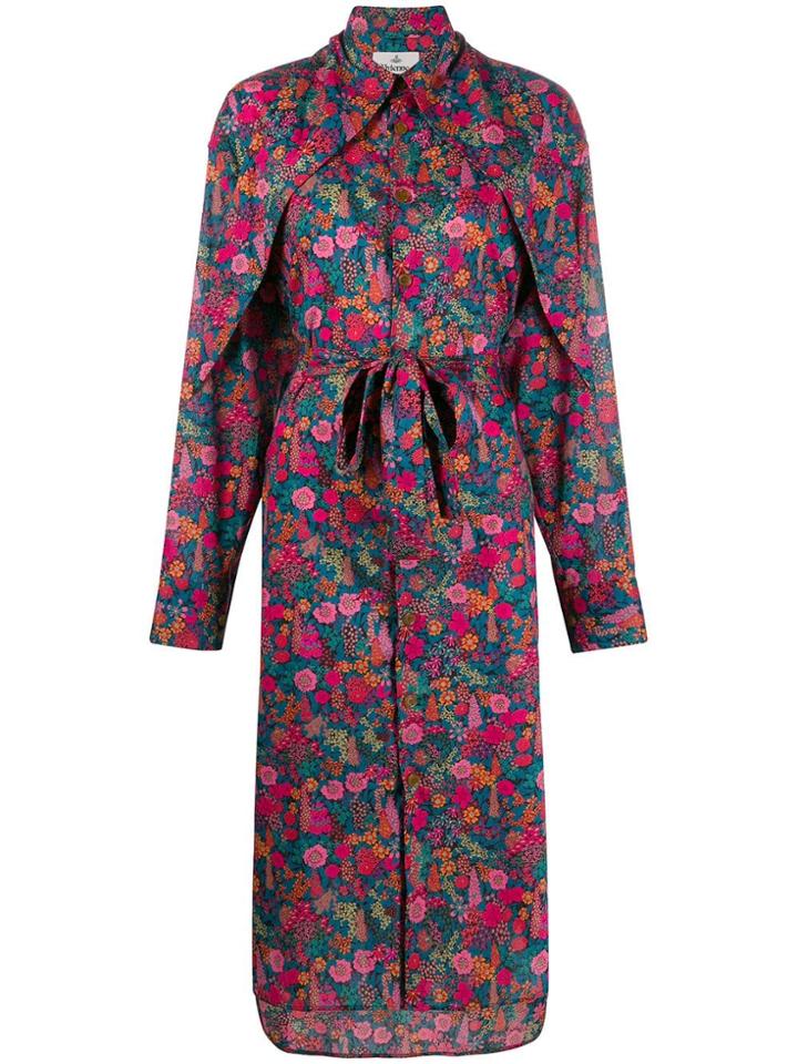 Vivienne Westwood Floral Midi Shirt Dress - Blue
