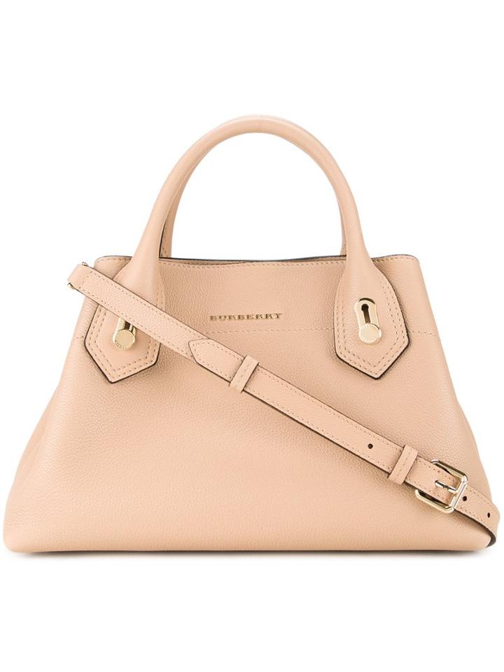 Burberry Logo Embossed Medium Tote, Women's, Nude/neutrals